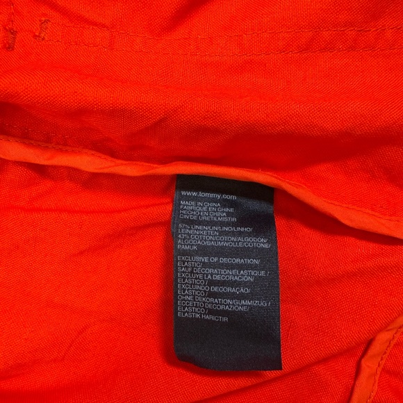 Tommy Hilfiger Bright Red Utility Jacket. Drawstring snap buttons. 4 pockets - Picture 5 of 11